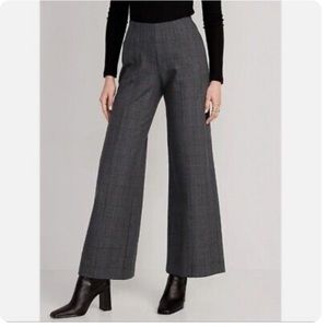 OLD NAVY Women's Size Medium High-Waisted Plaid Pull-On Pixie Wide-Leg Pants